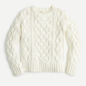 NWT J. Crew Kids Fisherman Sweater 100% Cotton Cable Knit Ivory Sz M 8/9